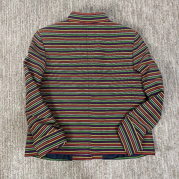 Talbots Retro Striped Metallic Thread Mandarin Collar Jacket – Size 8 - Picture 3 of 7